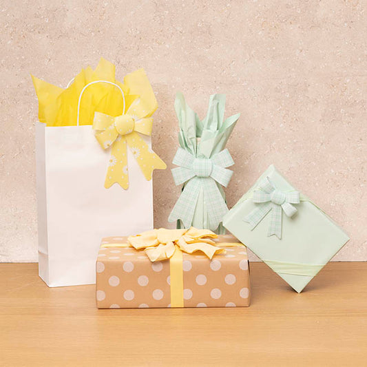 Pre-Made Bow Fabric Top Checkers Spring Green Pk2 (14x19cm)