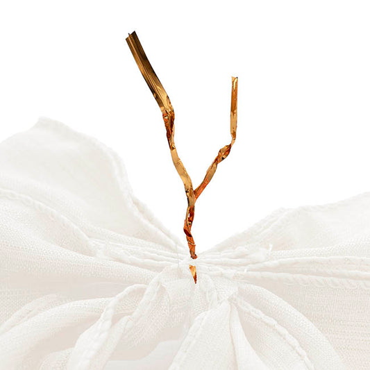 Pre-Made Bow Rustic Linen 4 Loops Snowy White Pk2 (15x21cm)