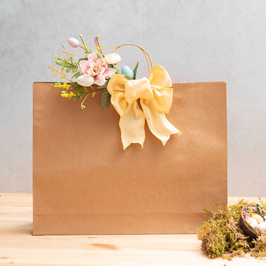 Pre-Made Bow Rustic Linen 4 Loops Lemoniscious Pk2 (15x21cm)