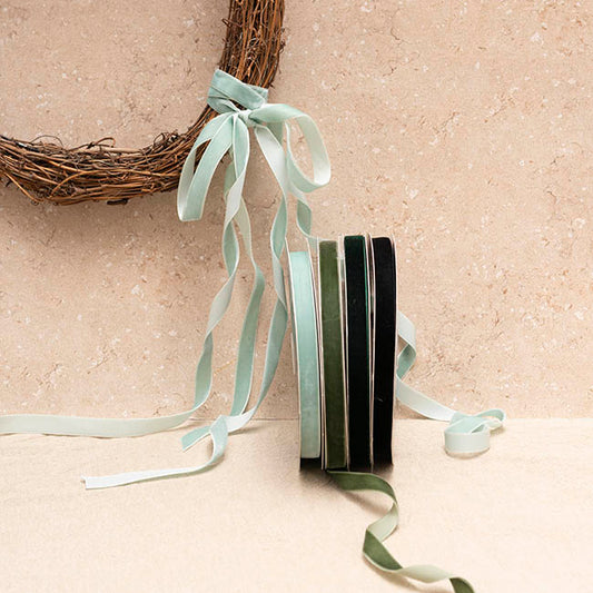 Ribbon Premium Plush Velvet Woven Edge Misty Blue (15mmx20m)