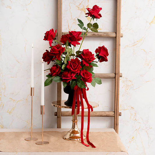 Ribbon Premium Plush Velvet Woven Edge Red (15mmx20m)