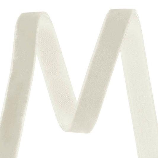 Ribbon Premium Plush Velvet Woven Edge White (15mmx20m)