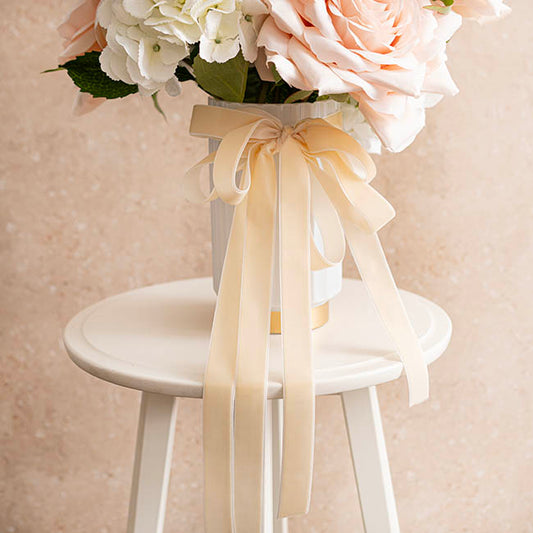 Ribbon Premium Plush Velvet Woven Edge Ivory (25mmx20m)