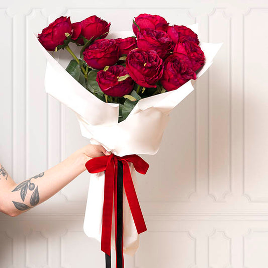 Ribbon Premium Plush Velvet Woven Edge Red (25mmx20m)