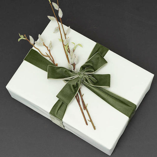 Ribbon Premium Plush Velvet Woven Edge Moss (38mmx20m)