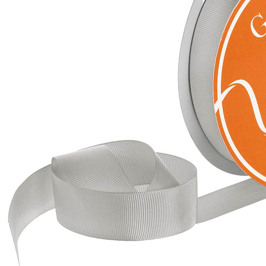 Ribbon Plain Grosgrain Silver (25mmx30m)