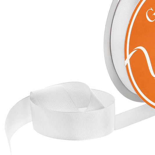 Ribbon Plain Grosgrain White (25mmx30m)