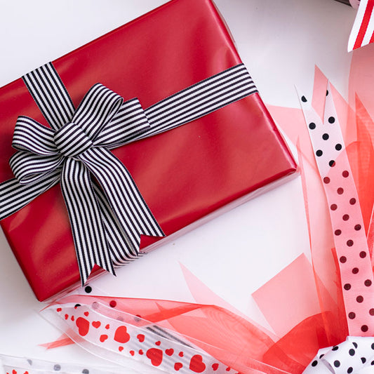 Grosgrain Ribbon Fine Stripes Black & White (25mmx20m)