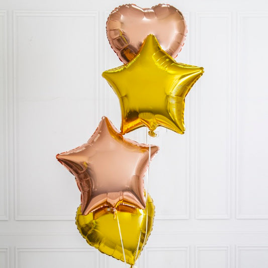 Foil Balloon 19" (48cm) Pack 5 Star Shape Solid Rose Gold