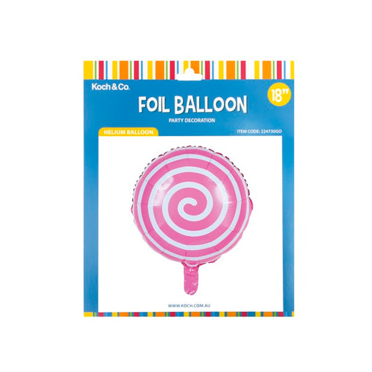 Foil Balloon 18" (45cmD) Round Lollipop Pink