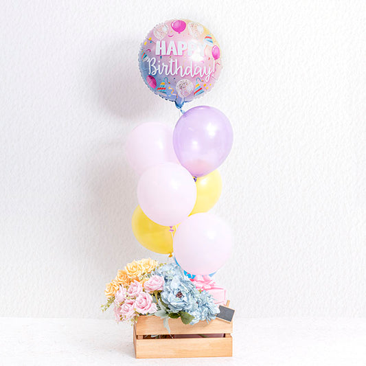 Foil Balloon 18" (45cmD) Pack 5 Happy Bday Colour Gradation