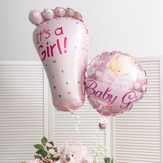 Foil Balloon 18" (45cmD) Baby Girl Teddy Bear Pink