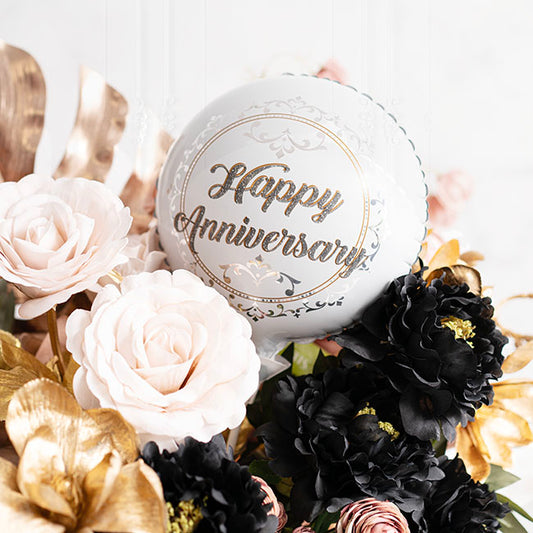 Foil Balloon 9" (22.5cmD) Pack 10 Happy Anniversary Silver