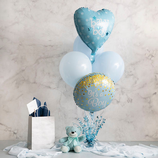 Foil Balloon 18" Baby Boy Heart Soft Blue (45cmD)