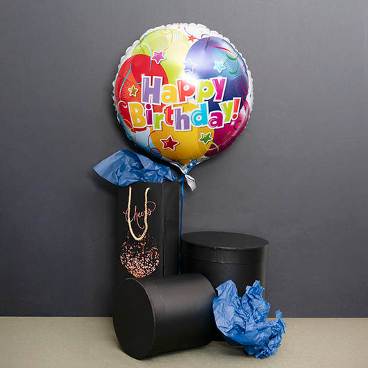 Foil Balloon 18" Happy Birthday Confetti Stars (45cmD)