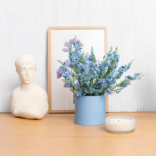 Flower Gift Hat Box Round Airy Blue (15cmWx13.5cmH)