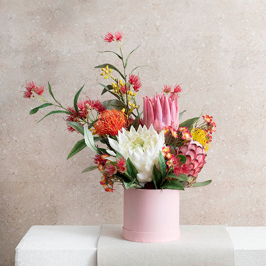 Flower Gift Hat Box Round Baby Pink (15cmWx13.5cmH)