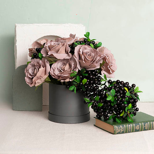 Flower Gift Hat Box Round Charcoal (15cmWx13.5cmH)