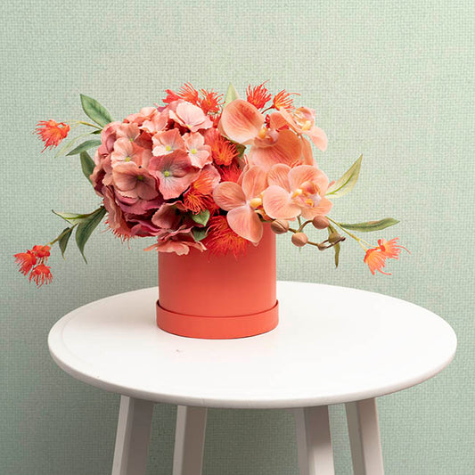 Flower Gift Hat Box Round Burnt Ochre (15cmWx13.5cmH)