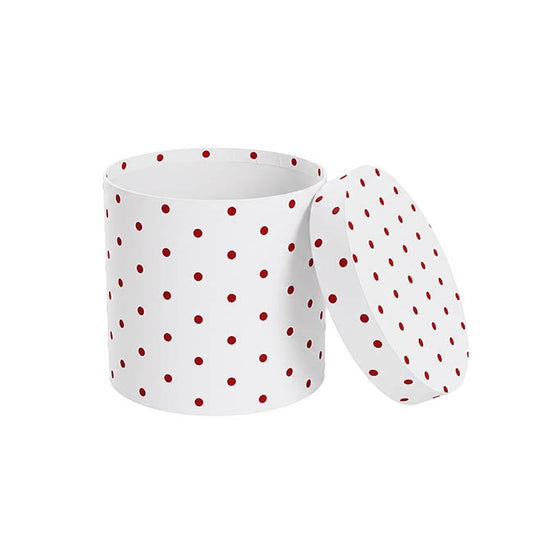Flower Gift Hat Box Round Polka Dots Red (15cmWx13.5cmH)