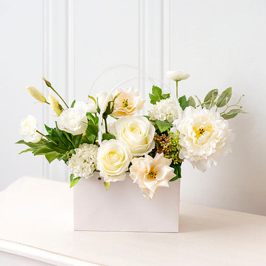 Flower Carry Bag Kraft White Rectangle Pk5 (22x10.5x13cmH)