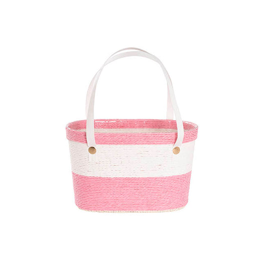 Flower Paper Rope Basket Liner Pink & White (18x9x13cmH)
