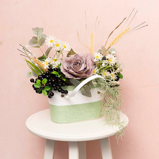 Flower Carry Paper Rope Basket Liner White Sage (18x9x13cmH)