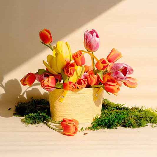 Flower Carry Paper Rope Basket Liner Sunshine (18x9x13cmH)