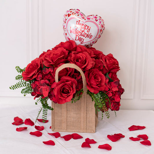 Natural Jute Posy Bag With Plastic Liner (23x22x20cmH)