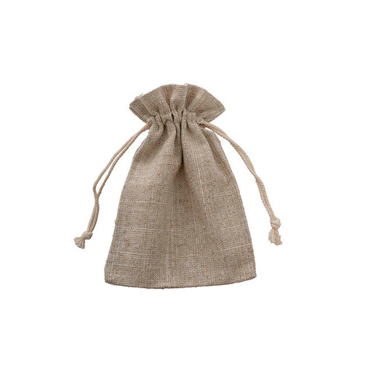 Faux Linen Bomboniere Gift Bag Medium Pk6 Natural(11x16cmH)