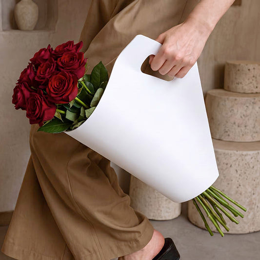 Flower Bouquet Carry Holder Med White Pk6 (33.5x26cm Folded)
