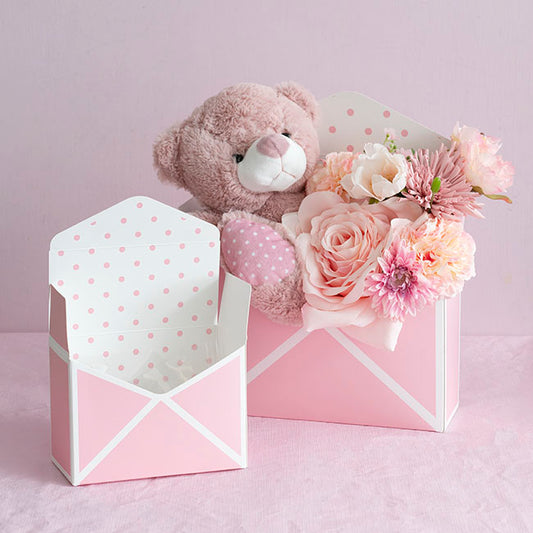 Envelope Flower Box Small Spots Pink Pack 5 (15.5Lx8Dx11cmH)