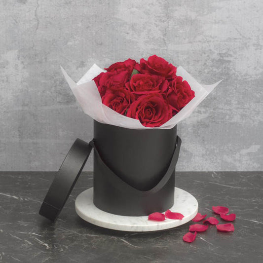 Hat Gift Box Deluxe with Handle Black (20Dx22cmH) Set 2