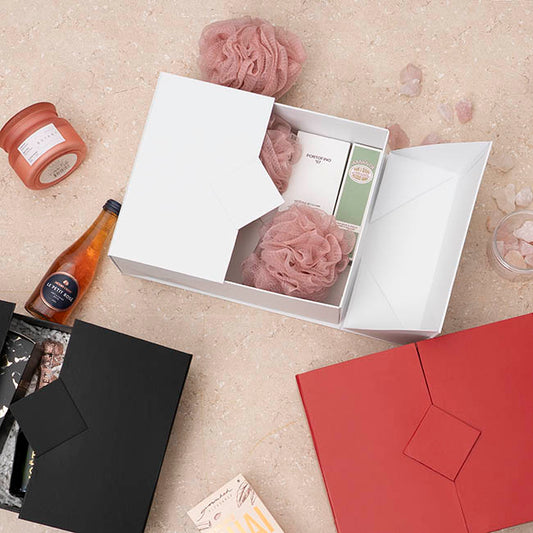 Origami Foldable Luxe Gift Hamper Box White (30x25x10Hcm)