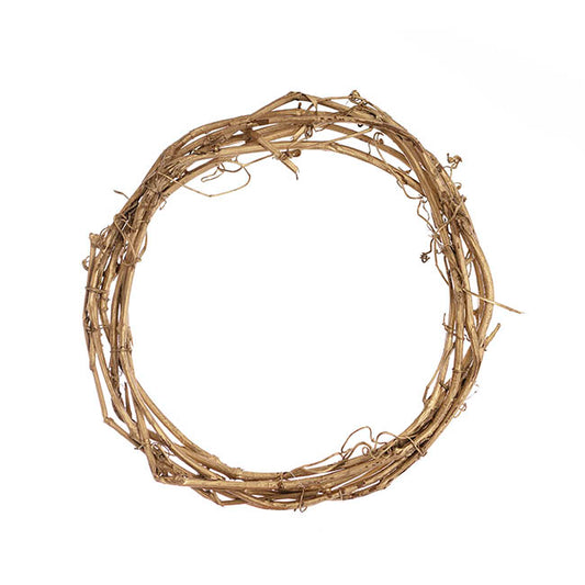 Grapevine Rattan Wreath Round Gold (40cmD)