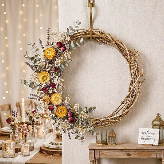Grapevine Rattan Wreath Round Natural Brown (30cmD)