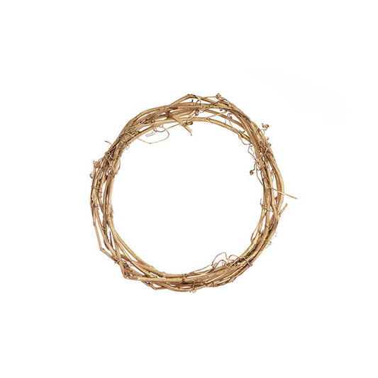 Grapevine Rattan Wreath Round Gold (30cmD)