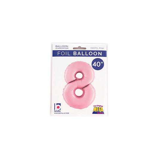 Foil Balloon 40" (101.6cmH) Number '8' Pastel Pink