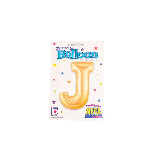 Foil Balloon 40" (101.6cmH) Letter 'J' Gold