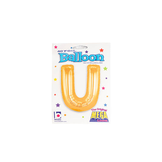 Foil Balloon 40" (101.6cmH) Letter 'U' Gold