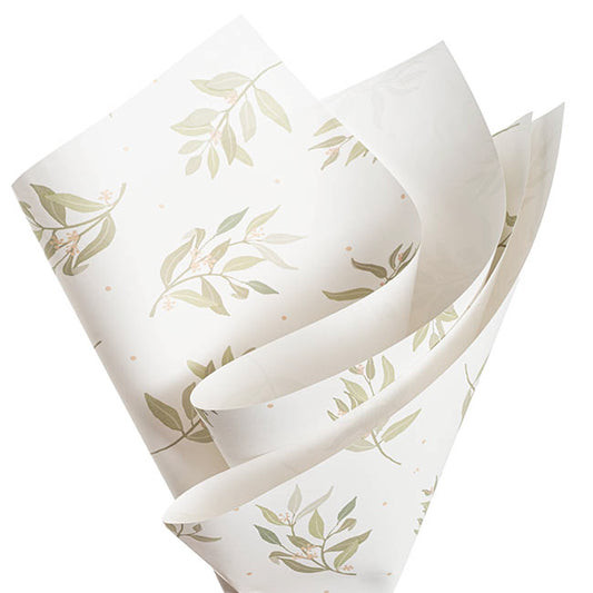 Kraft Paper Gum Leaf Print 110gsm White Pack 100 (50x70cm)