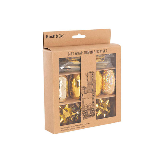 Curling Ribbon & Bows Gift Wrap Finishing Set Metallic Gold