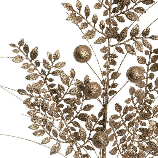 Decorative Berry & Leaf Spray Champagne (71cmH)