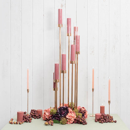 Metal Spiral Candelabra 8 Glass Candle Holders Gold (128cmH)