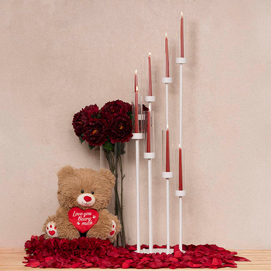 Metal Spiral Candelabra 8 Glass Candle Holders White(128cmH)