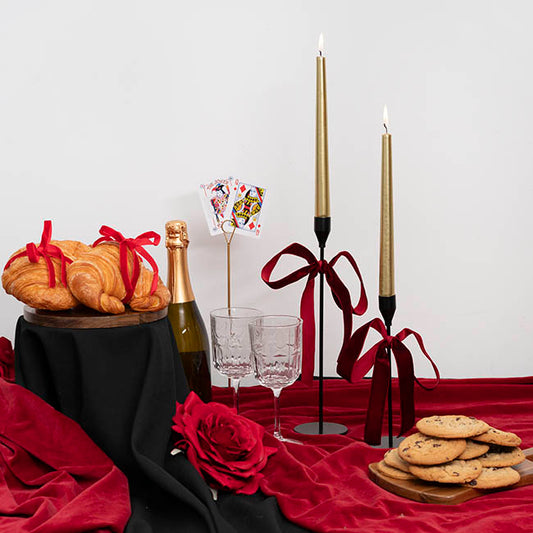 Single Metal Taper Candle Holder Black (8x32.5cmH)