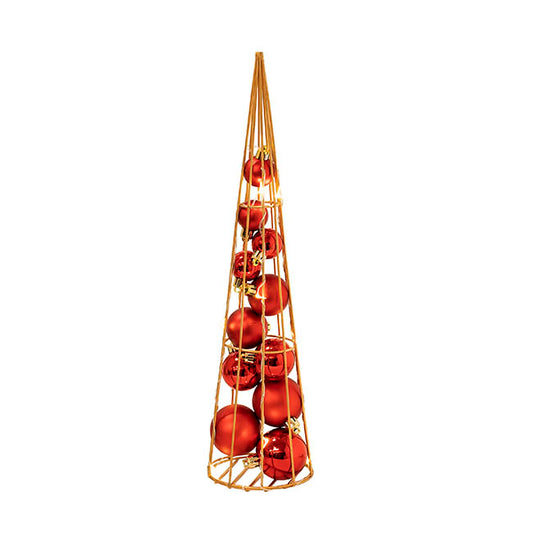 Metal Bauble Table Top Tree LED Dark Red (10x40cmH)