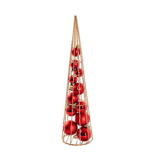 Metal Bauble Table Top Tree LED Dark Red (10x40cmH)