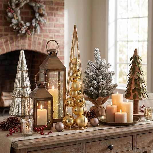 Metal Bauble Table Top Tree LED Champagne Gold (40cmH)
