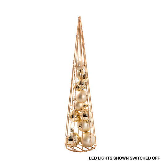 Metal Bauble Table Top Tree LED Champagne Gold (40cmH)
